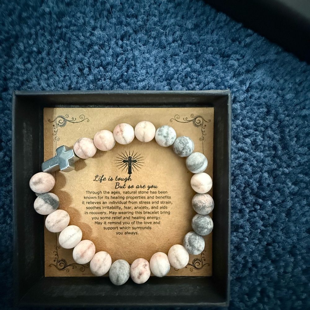 Beaded Bracelet with Cross Charm